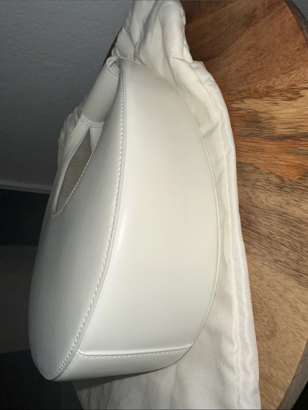 STAUD Crescent Mini Moon Leather Bag White